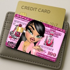 Bratz Hot Pink $ Debit Credit Card Vinyl Sticker Decal Money Bank Cash Cover