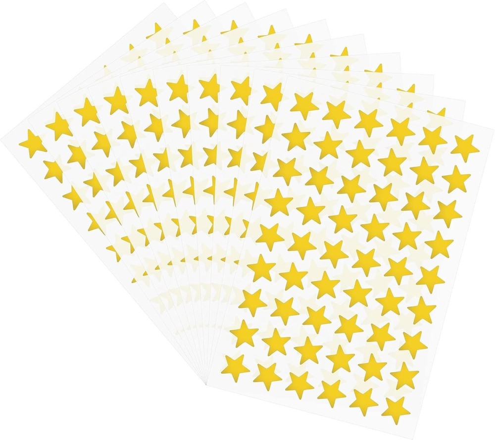 Hybsk 540 Counts Small Gold Star Stickers for Reward 0.5 Inch Metallic Foil Teac
