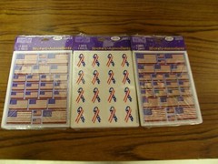 3824) 1 Lot: 3 Packages Stickers Patriotic Flags & Ribbons Heartline New Sealed