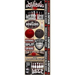 Reminisce Signature Series Cardstock Combo Stickers, 4.25 by 12-Inch, Bowling
