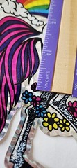 Vtg Bj Decal Jumbo Sticker Unicorn Prism Specialties 9″ giant rainbow flowers