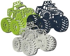SWIRL MONSTER TRUCK Die-Cuts (3pc)Men•Kids•Dirty•Toy•Mud Bogging•Big Tire•Lights