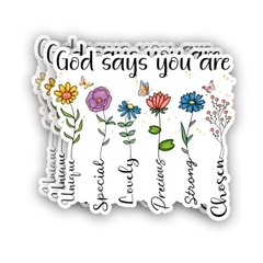 (3Pcs) God Says You are Unique Special Lovely Sticker Inspirational Christian