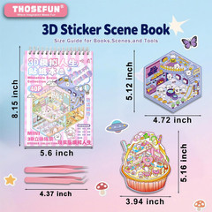 3D Sticker Scene Book for Adults, 20 Mini Sticker Scenes DIY Craft – Make Your O