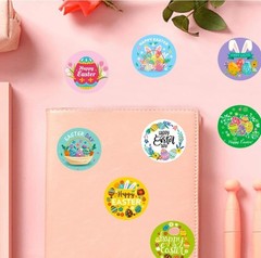 40 Pieces Round 1” Happy Easter Egg Bunny Stickers Party Decor Envelope Seals