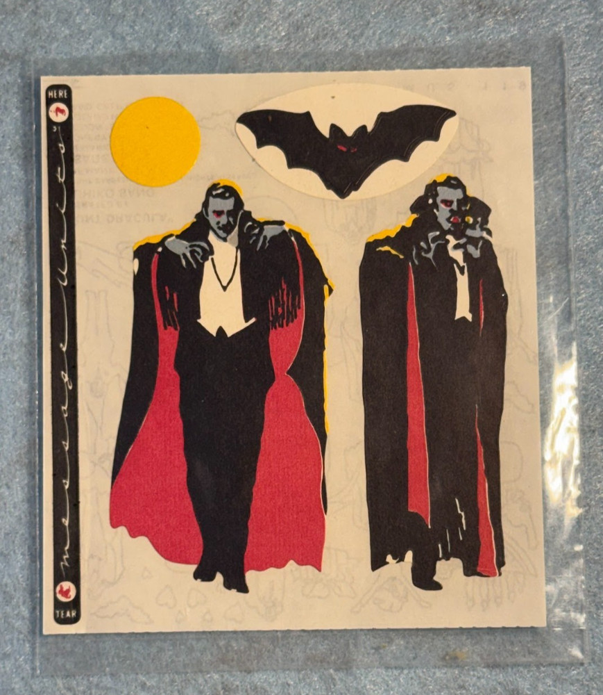 Vintage Cardesign Count Dracula 1980s sticker Message Units 1981 MUS 119 Rare!