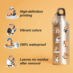 100Pcs Capybara Stickers, Waterproof Adorable Vinyl Capybara Occupation Stickers