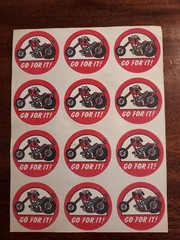 Vintage 1980’s TREND SCRATCH N SNIFF STICKERS Motorcycle GO FOR IT 1 Sheet Rare
