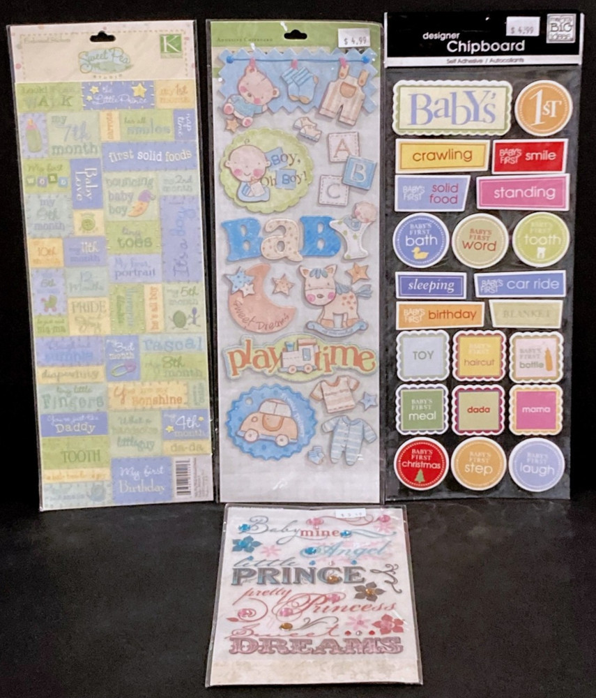 4 Packages Baby Boy Theme Scrapbooking Stickers and Transfers K&C Me & My BIG +