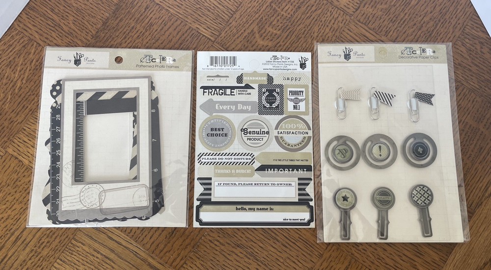 Fancy Pants Designs ETCETERA Pattern Photo Frames, Paper Clips & Label Stickers