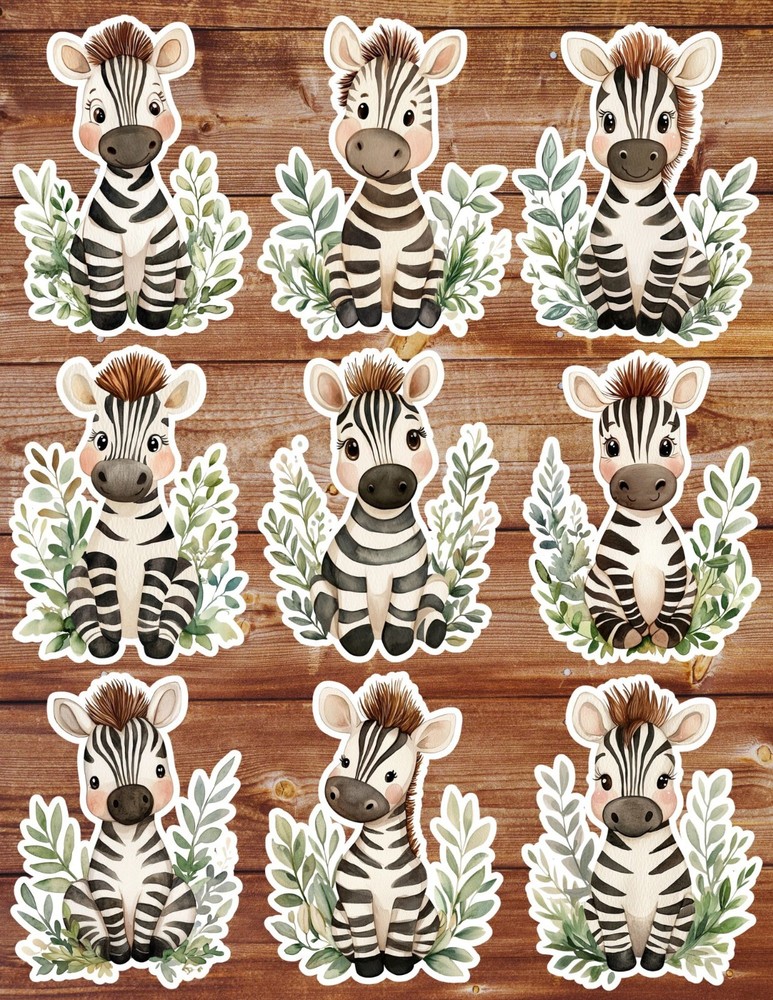 Cute Baby Zebra Die Cut Stickers Set Scrapbooking Laptop WaterBottle