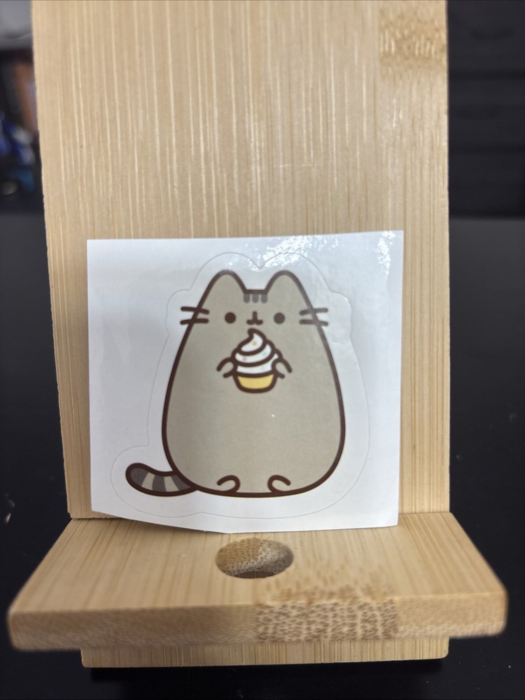 Pusheen Cat with Ice Cream Cupcake Sticker 2 x 2 Inches