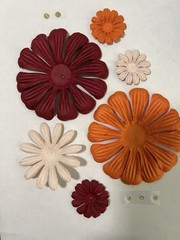Flower Petals, Maroon, Orange & Ivory with Rhinestone Embelishment (B37)