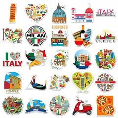 50 PCS Itanly Travel World Stickers Italian City Landmark Vacation Waterproof