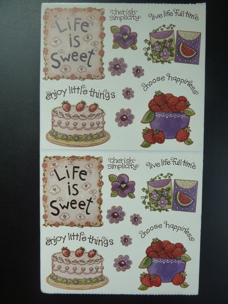Stickers By Joy Marie x2 Life Is Sweet 13922 Birthday Cakes Flowers SCRAPBOOKING