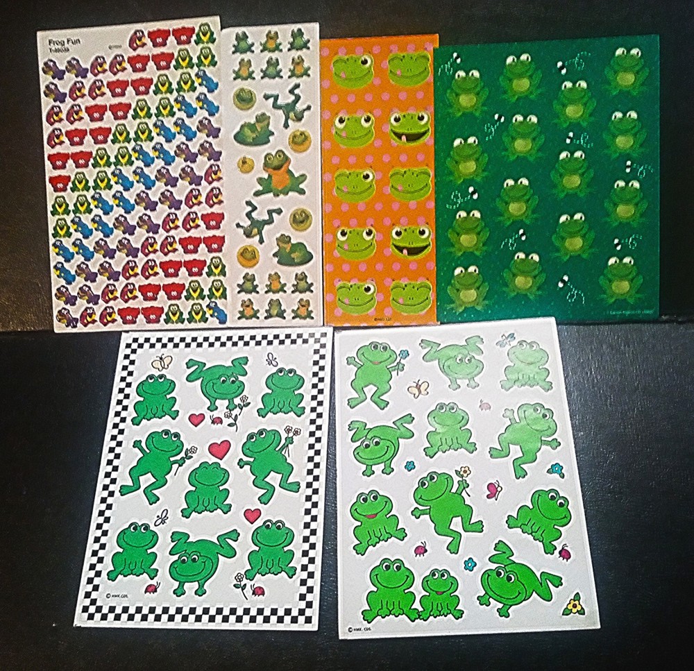 Vintage Frog Sticker Lot Trend Sandylion AGC Hallmark 3D Rainbow 80s 90s Rare