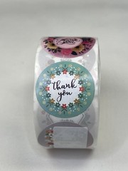 25mm Floral Thank You Stickers 8 Patterns 500/Roll
