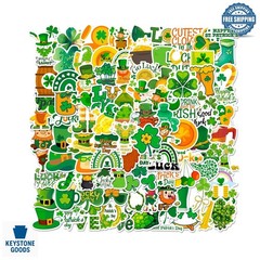 100 Pcs Reusable St. Patrick’s Day Clover Stickers – Vinyl, Assorted Designs …