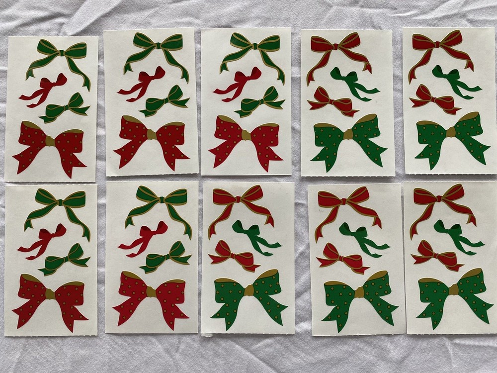 Mrs. Grossman’s Sticker Lot Christmas Holiday Bows Vintage 1991 10 Mods Sheet