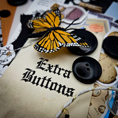 Whimsygoth Junk Journaling Papercrafting Kit – Mixed Media Pack Stickers Buttons