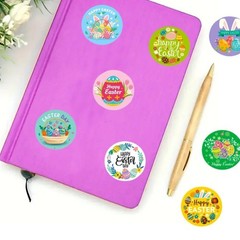 40 Pieces Round 1” Happy Easter Egg Bunny Stickers Party Decor Envelope Seals