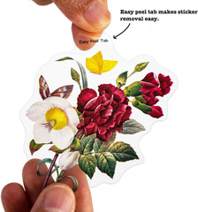 100 Pieces Vintage Flower Stickers Set – Big 3.4″ Waterproof Clear Botanical Flo