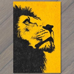 STICKER Lion Portrait Black Yellow Graphic Stencil Safari Big Cat Face