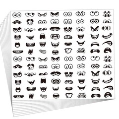 960Pcs Black Eye Mouth Stickers, 48 Designs Cartoon Face Expression Stickers for