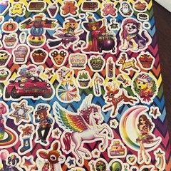 Lisa Frank 2 Sticker Sheets Tiger, Birthday, Halloween, Xmas, Kittens Unicorns