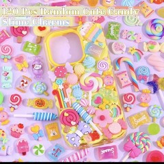 120Pcs Candy Slime Charms Assorted Cute Decoden Embellishments, Small,