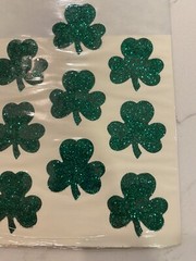 Hallmark Razzle Dazzle Stickers St Patricks Day 4 Leaf Clover Glitter 1 Sheet
