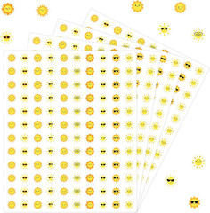 3000PCS Small Sun Stickers for Arts & Crafts, Mini Sunshine Sticker Bulk, 10 Des