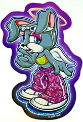Cute Angel Bunny Prism Sticker Decal Glossy Holo Vintage Collectible #14 of 15