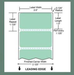 Case of 44,000 PMS 345 Labels- 8 Rolls of 5500 – 2”x1”