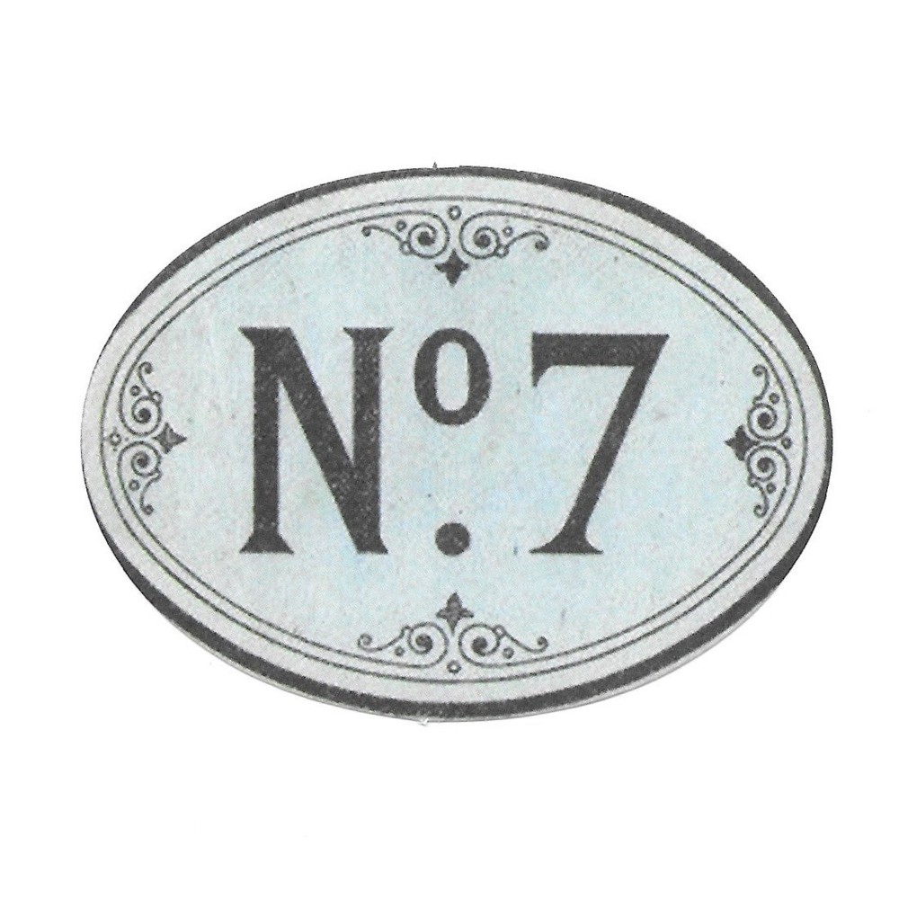 Nº 7 Ornate Paper Sticker Decal Vintage Victorian Number Address Gift Retro