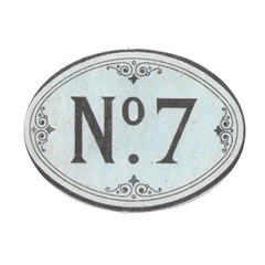 Nº 7 Ornate Paper Sticker Decal Vintage Victorian Number Address Gift Retro