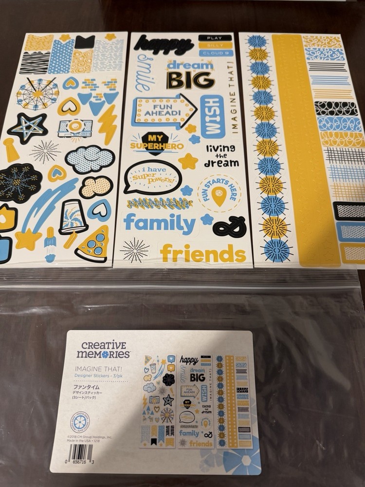 2018 Creative Memories Imagine That 3 Sheets Designer Stickers