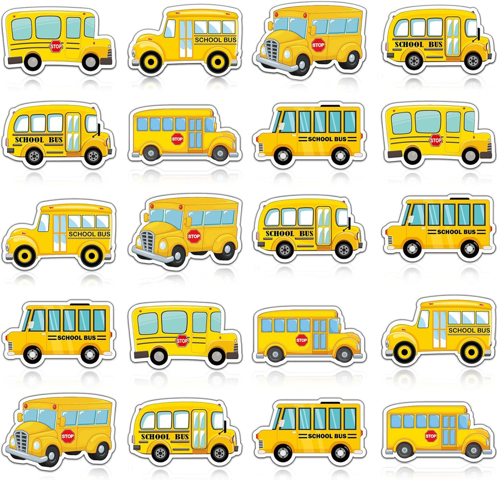 480 Pcs School Bus Stickers Album Cute Cartoon Transportation Crafts Kit for Kid