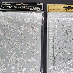 The Paper Studio Starfoam – Peel-off Stickers – Black Silver – Flowers Stars New