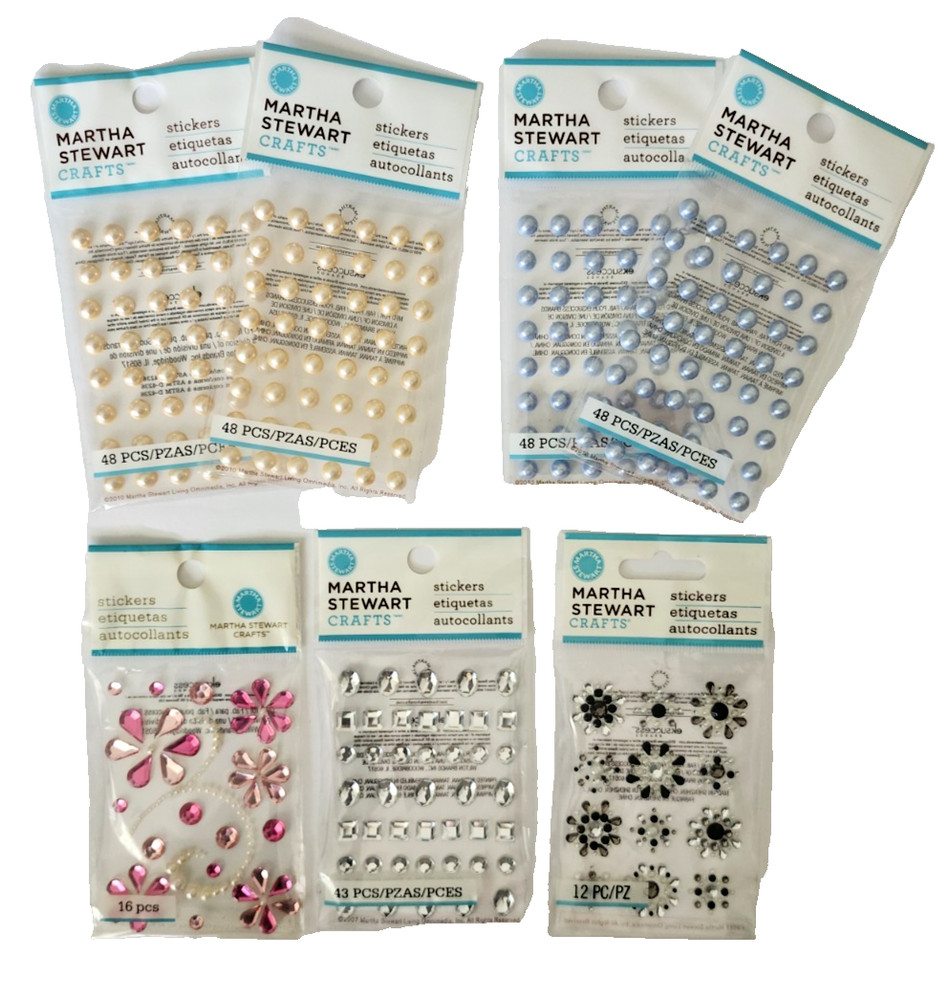 Retired Martha Stewart Pearls & Gemstone Stickers – 7 packs