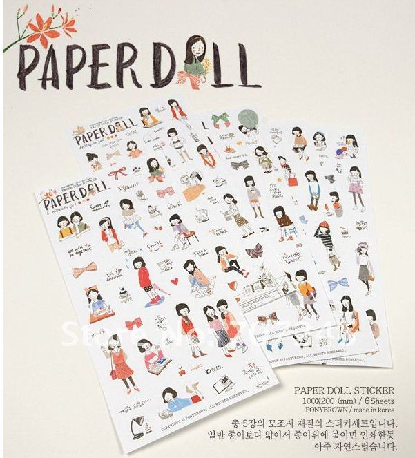 #37 cute paper doll pencil cartoon pvc stickers notebook diary decoration