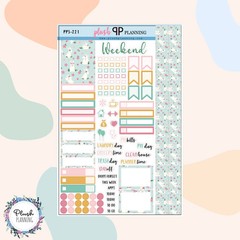 Kawaii Cute Bunny Floral Pattern Planner Stickers Sampler, Floral Pattern,