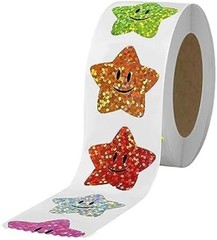 700pcs Smiley Face Star Stickers 1″ Sparkly Foil, Kids Reward & Classroom Use