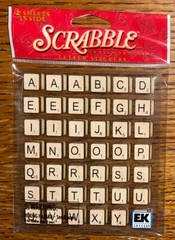 RARE Hasbro Jolees Mini Scrabble Letters Crossword Game Pieces Scrapbook Sticker
