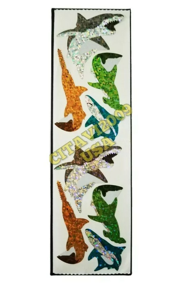 HAMBLY STUDIOS PRISMATIC GLITTER STICKERS SHARK OSCEAN FISH VINTAGE RARE RETIRED