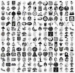 LOT of 10 pcs GOTHIC theme black & white random decals astrology witchcraft taro