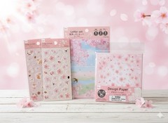 Japanese Sakura Stationery Set Letter Paper Stickers Design Paper Bundle Kawaii