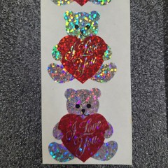RARE VINTAGE «I LOVE YOU BEARS» STICKERS! HAMBLY STUDIOS 1980S HOLO FOIL