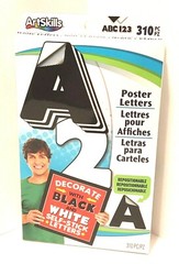 ArtSkills Poster Letters Black and White Self stick repositionable 310 pieces