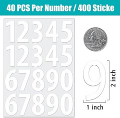 400 PCS 2″ Waterproof Number Stickers – Self-Adhesive Labels for Organization